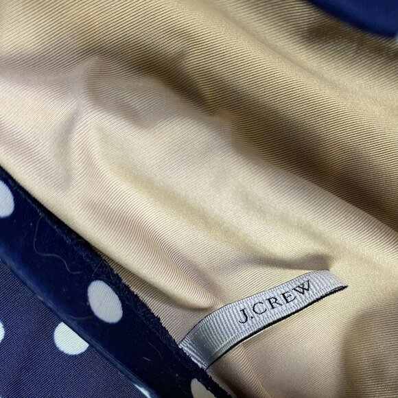 J Crew Navy Blue White Polka Dot Retro Vintage Style Strapless 1 Piece Swimsuit - Picture 4 of 4